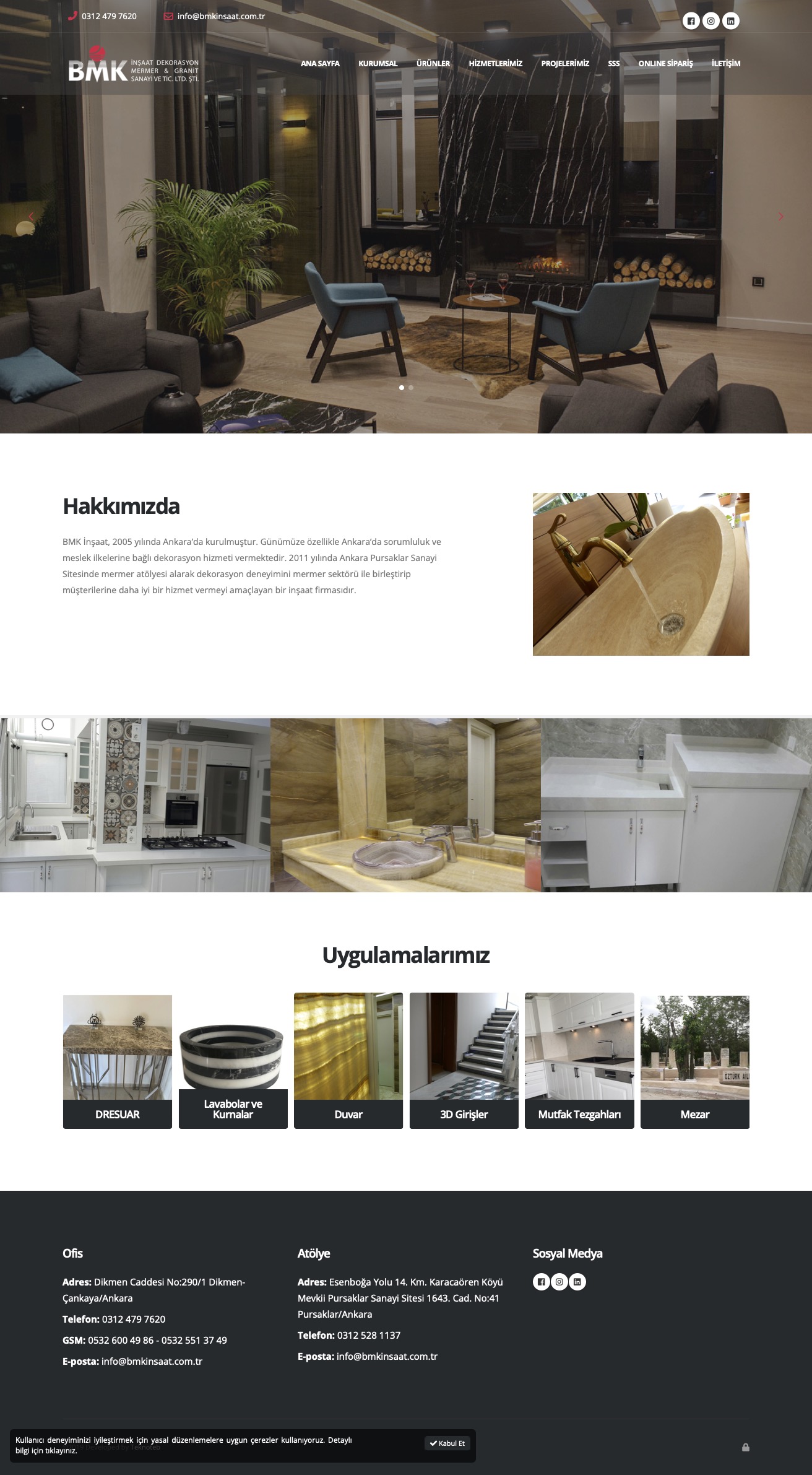 BMK Mermer & Granit İnşaat Dekorasyon Ltd. Şti. - Web Sitesi Tasarımı ve İçerik Yönetim Sistemi BMK Mermer & Granit İnşaat Dekorasyon Ltd. Şti. - Web Sitesi Tasarımı ve İçerik Yönetim Sistemi