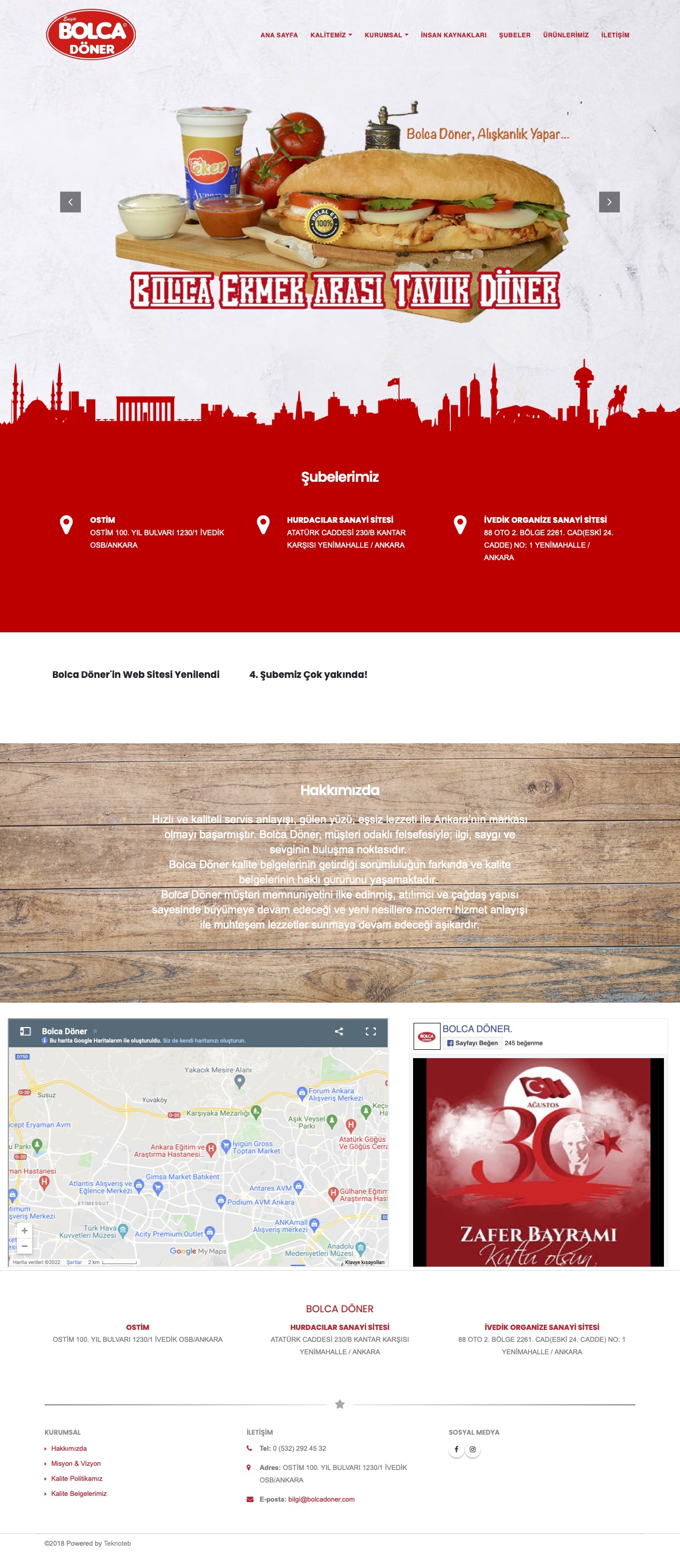 Bolca Döner - Web Sitesi Tasarımı ve İçerik Yönetim Sistemi Bolca Döner - Web Sitesi Tasarımı ve İçerik Yönetim Sistemi