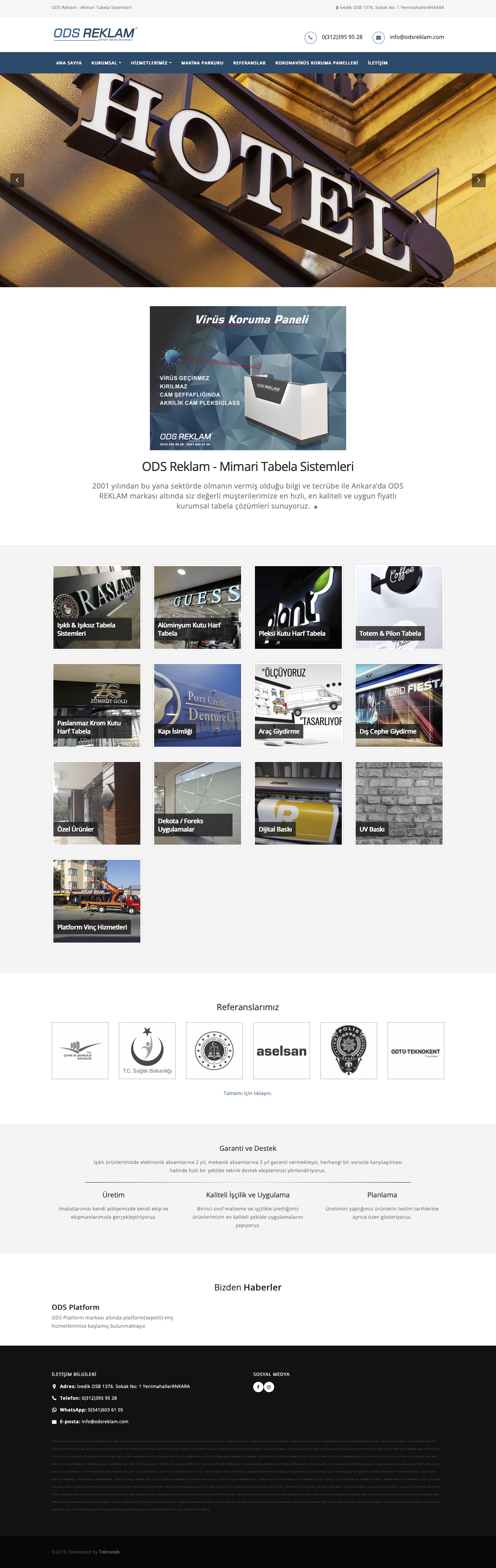 ODS Reklam - Mimari Tabela Sistemleri - Web Sitesi Tasarımı ve İçerik Yönetim Sistemi