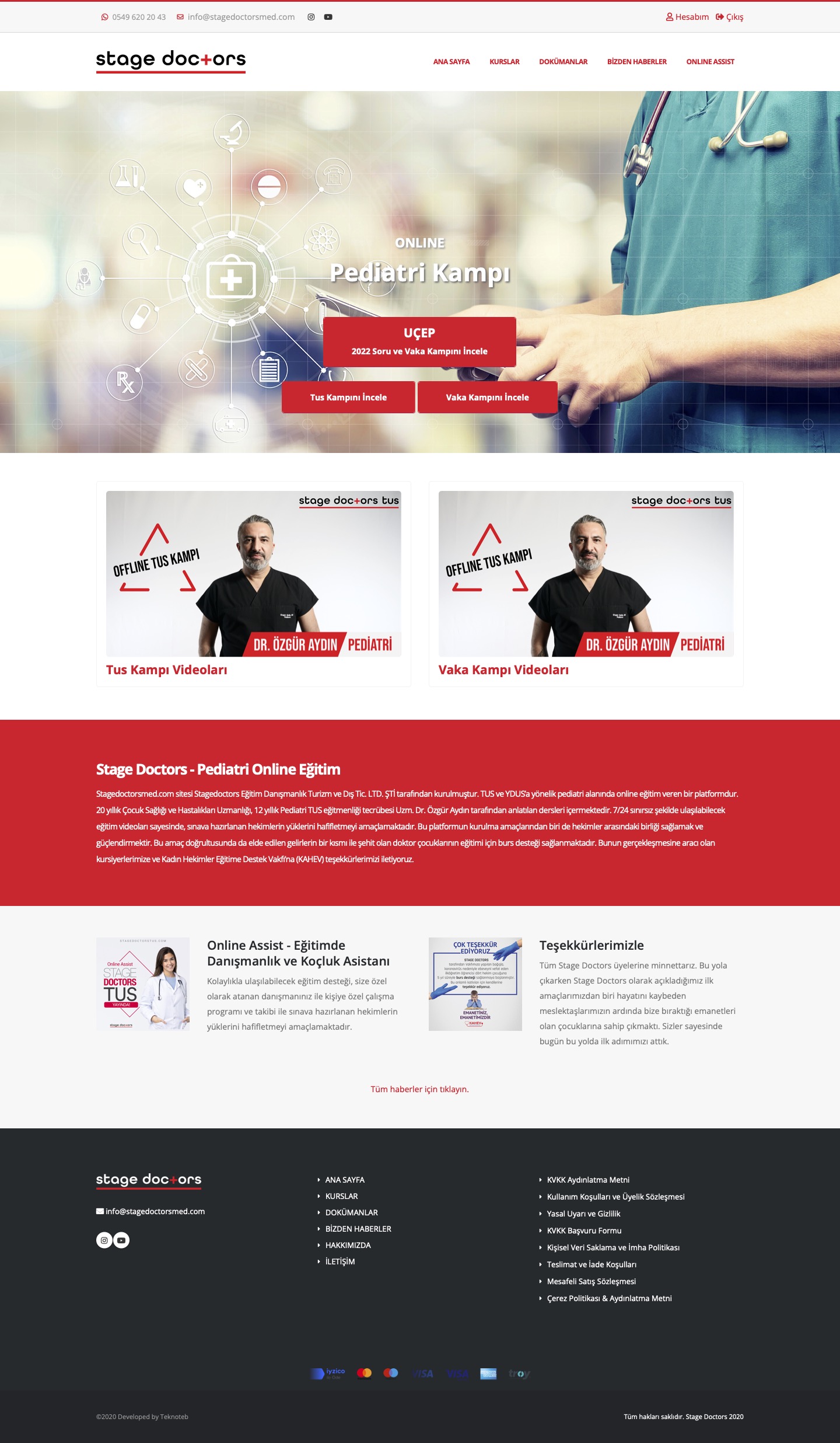 Stage Doctors - Pediatri Online Eğitim - Web Sitesi Tasarımı ve İçerik Yönetim Sistemi